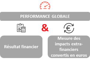 Performance globale, résultat financier et mesure des impacts extra-financiers convertis en euros